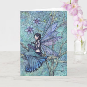 Cartão Arte de Ilustração de Fada em Aquarela do Jardim S