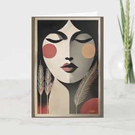 Cartão Arte de Meditação Modernista de Meados do Século