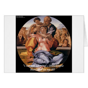 Cartão Arte de Michelangelo e famosa citação "Aprendendo"