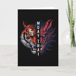 Cartão Arte de Muay Thai Kickboxing Cabeça de Dragão e Ti