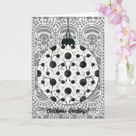 Cartão Arte de Natal com Ornamentos Preto e Cinza Estilo 