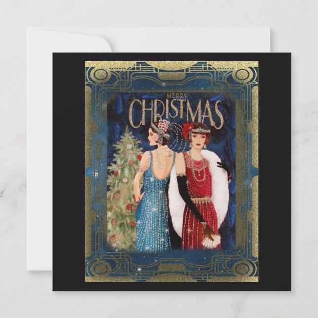 Cartão Arte de Natal das Senhoras dos Anos 1930       (Frente)