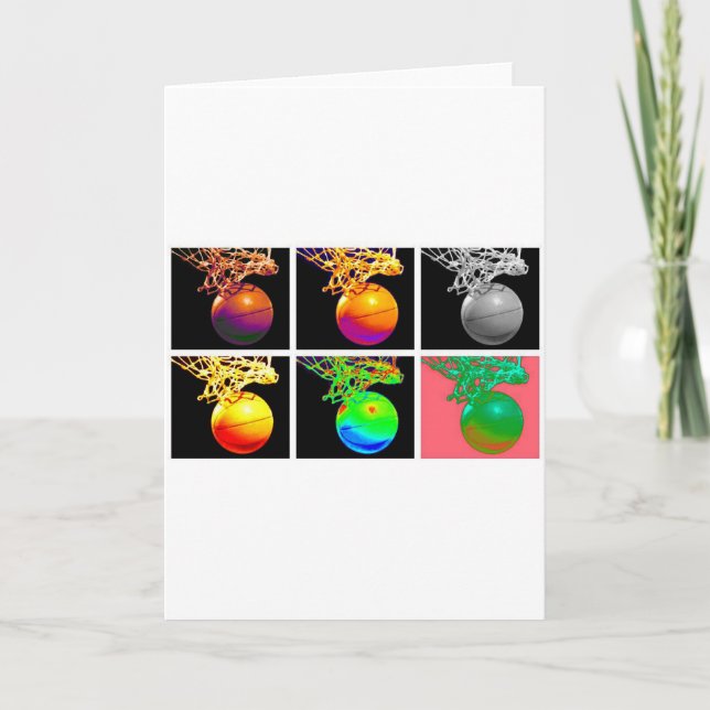 Cartão Arte de Pop de bola de basquete B (Frente)