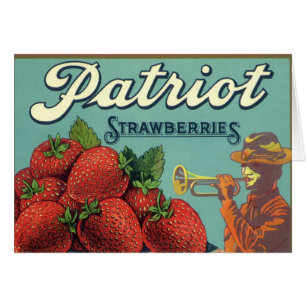 Cartão Arte de rótulo de caixa de frutas vintage Patriot