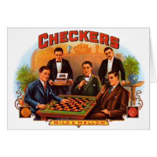 Cartão Arte de rótulo de charuto vintage, Checkers Mild a