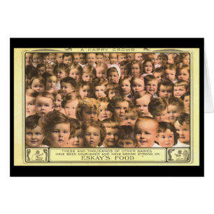 Cartão Arte de rótulo de produto antigo, comida de bebê E