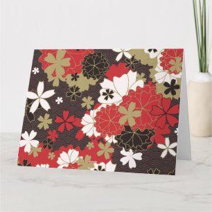 Cartão Arte de Sakura Japonesa Padrão Floral Elegante