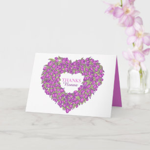 Cartão Arte de toucador roxo do coração de Flor Dia de as