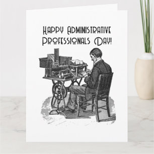Cartão Arte de Typist Masculina no Dia Profissional Admin