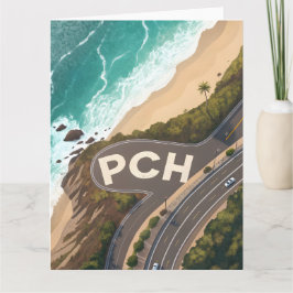 Cartão Arte de Viagem Aéreo da Pacific Coast Highway