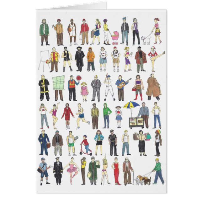 Cartão Arte de Vizinhança do Nova Iorque Pessoas NYC Huma (Frente)