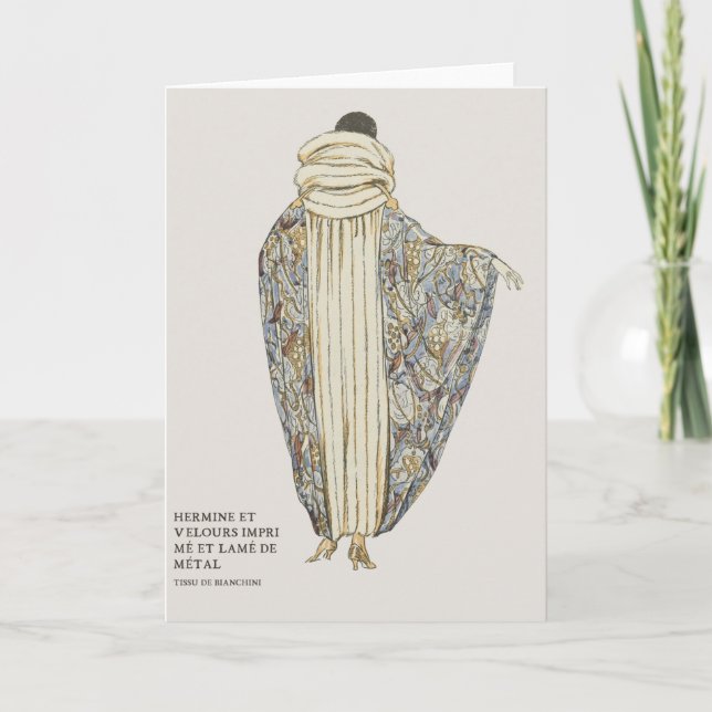 Cartão Arte Deco Art Nouveau Ilustração da Moda Francesa (Frente)