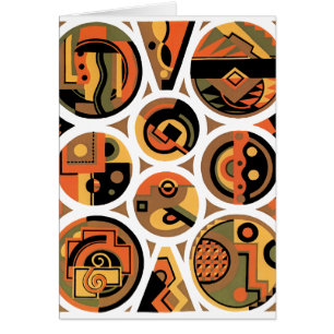 Cartão Arte Deco Pochoir Jazz Círculos Geométricos Vintag