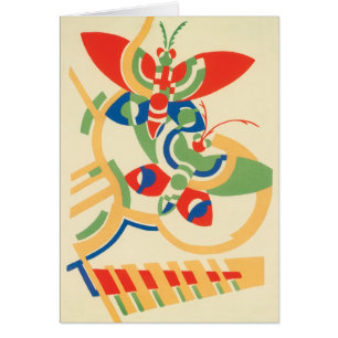 Cartão Arte Deco Vintage Jazz Pochoir Jardim Borboletas