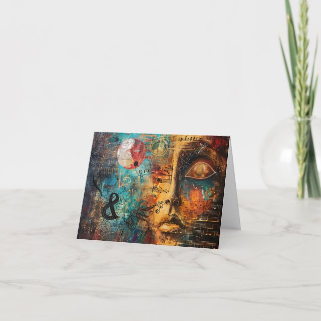 Cartão Arte Digital de Partitura Musical Abstrata (Frente)