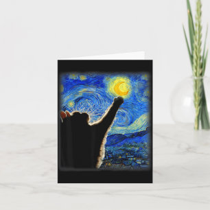 Cartão Arte do Céu Noturno Gato Estrelado Arte Gato Amant