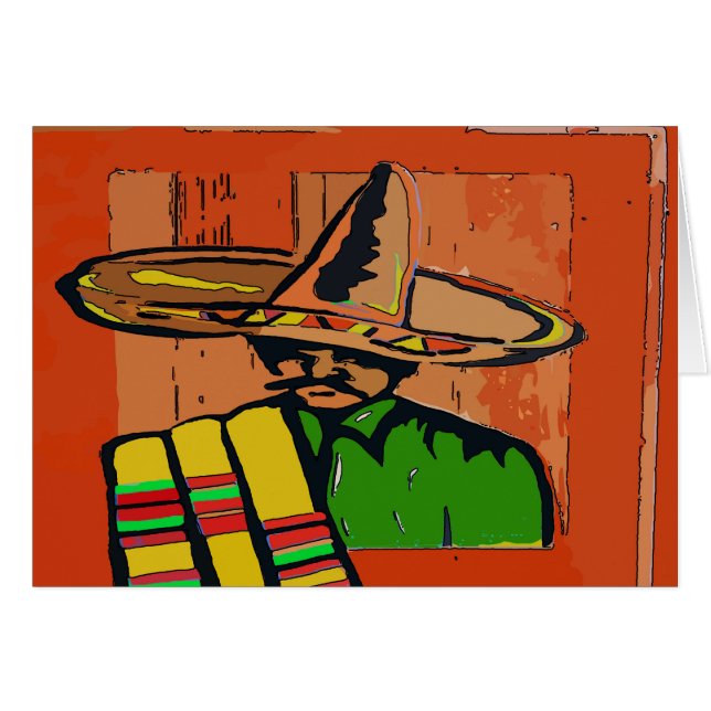Cartão Arte do Chapéu Mexicano (Frente Horizontal)