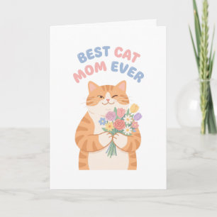Cartão Arte do Dia das Mães de Gato Tabby Ruivo Piscando