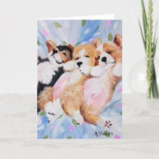 Cartão Arte do filhote de cachorro do cão do Corgi de