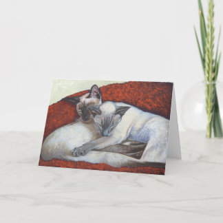Cartão Arte do gato Siamese do sono