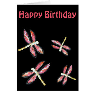 Cartão Arte do inseto que dança a libélula cor-de-rosa