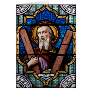 Cartão Arte do vitral de St Andrew (apóstolo Andrew)