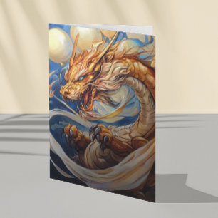 Cartão Arte Dragão com Balões de Aniversário
