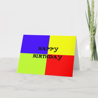 Cartão Arte em Bloco Colorida Feliz Aniversário