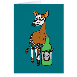 Cartão Arte engraçada da cerveja do bebendo do Okapi