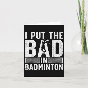 Cartão Arte engraçada de badminton para homens e mulheres