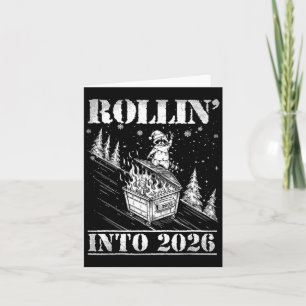 Cartão Arte engraçada de guaxinim no lixo para 2026 