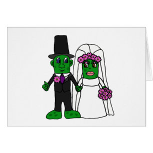 Cartão Arte engraçada do casamento dos noivos da salmour