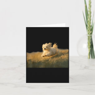 Cartão Arte Engraçado de Cachorro Fofo Correndo Maltês Co