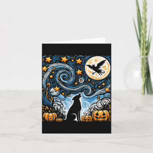 Cartão Arte Estrelada de Halloween Céu Noturno Arte Cacho