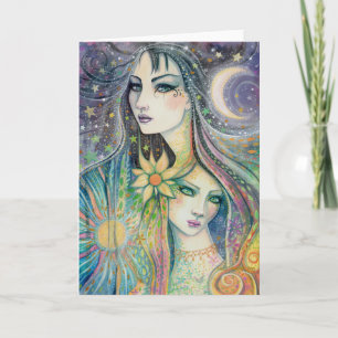 Cartão Arte Fantasia Noite e Dia Arte Abstrata Celestial