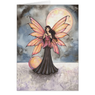 Cartão Arte Fantástica de Fadas e Lua Cheia