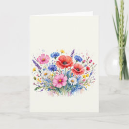 Cartão Arte Floral de Buquê de Prado de Flores Silvestres