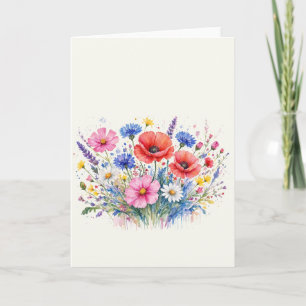 Cartão Arte Floral de Buquê de Prado de Flores Silvestres