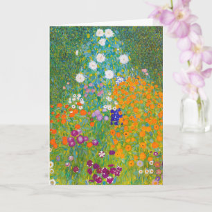 Cartão Arte Floral de Jardim de Campo de Gustav Klimt Vin