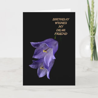 Cartão Arte floral roxa Aniversário deseja Amigo