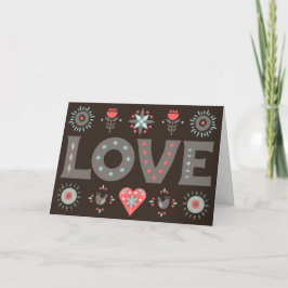 Cartão Arte Folclórica Mensagem Personalizada de AMOR