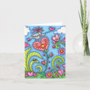 CARTÃO ARTE FOLCLÓRICO CAPRICHOSO PÁSSARO, JARDIM DE CORA