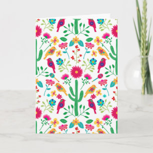 Cartão Arte Folclórico Floral Tradicional Mexicano Cores