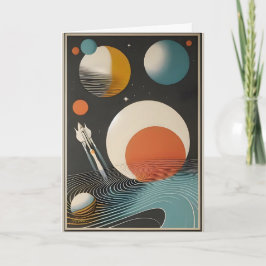 Cartão Arte Galáxia Ondas Espaço Meados do Século