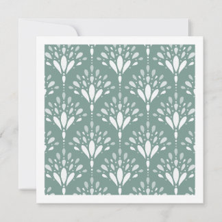 Cartão Arte Geométrico Art Deco Floral Névoa Verde Azul C