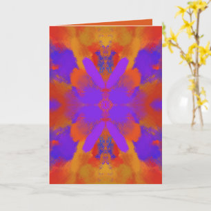 Cartão Arte Gráfica Abstrata Laranja Roxo E Vermelho Desi