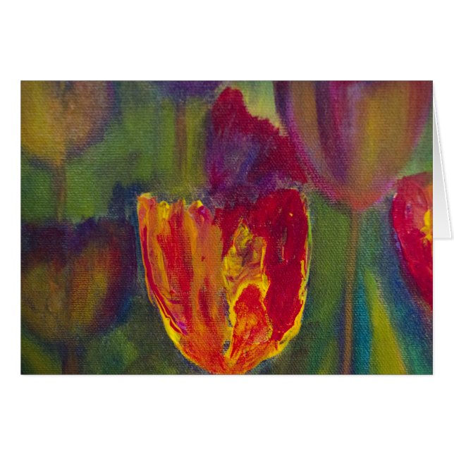 Cartão "Arte impressionista da tulipa majestosa" (Frente horizontal)