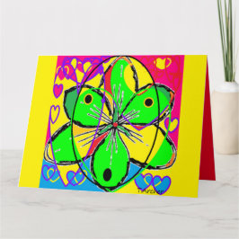 Cartão Arte inspirou pétalas amarelas cor-de-rosa verdes