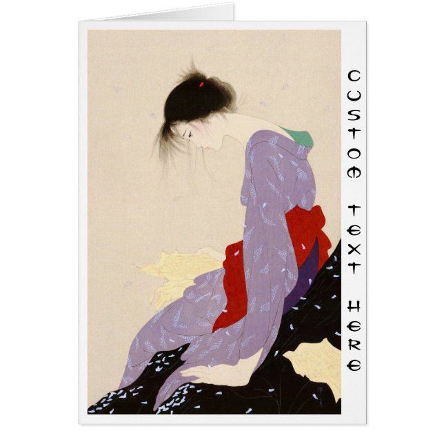 Cartão Arte japonesa da mulher da carta de amor de (Frente)