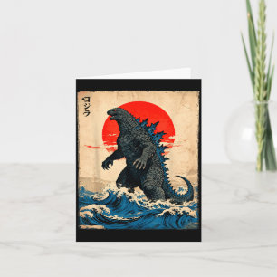 Cartão Arte japonesa vintage monstro Kaiju